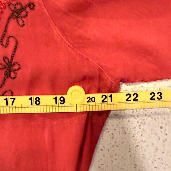 Vintage Boho Floral Embroidered Maxi Dress Pink One Size Hippie Lagenlook Artsy - Picture 11 of 12